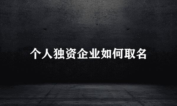 个人独资企业如何取名