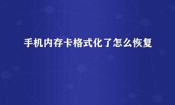 手机内存卡格式化了怎么恢复