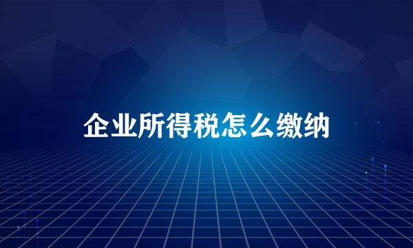 企业所得税怎么缴纳