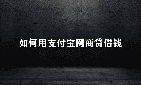 如何用支付宝网商贷借钱