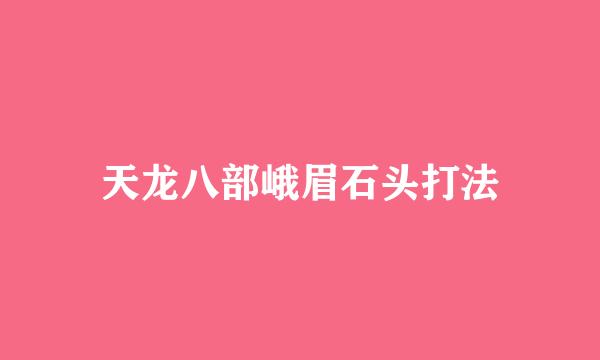 天龙八部峨眉石头打法