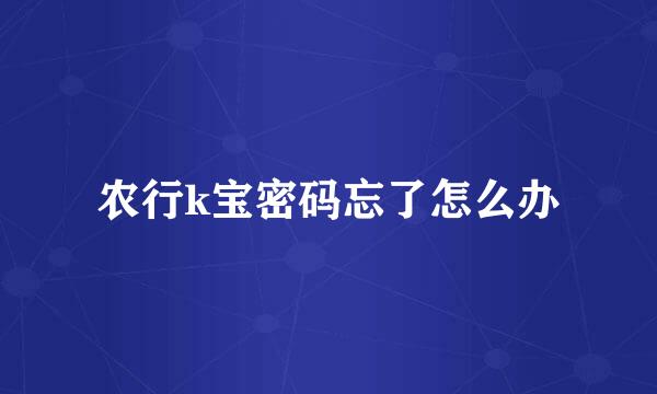 农行k宝密码忘了怎么办
