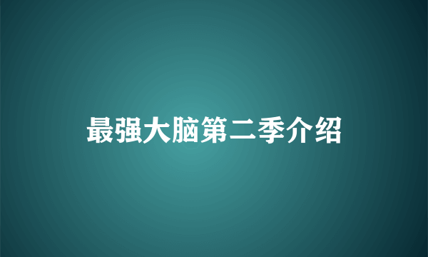 最强大脑第二季介绍