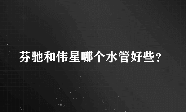芬驰和伟星哪个水管好些？