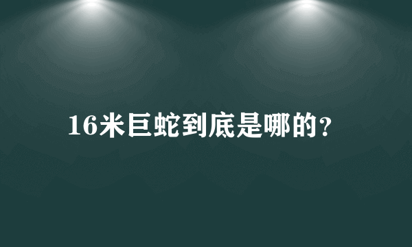 16米巨蛇到底是哪的？