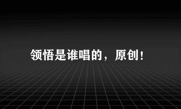 领悟是谁唱的，原创！