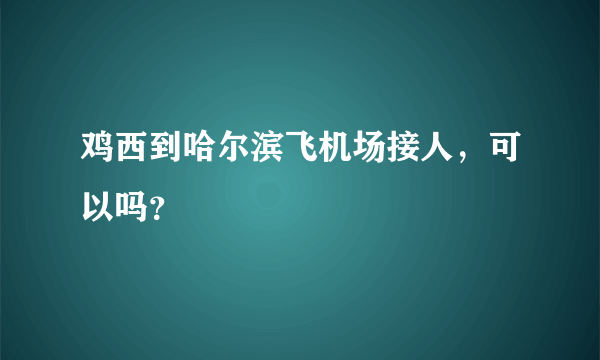 鸡西到哈尔滨飞机场接人，可以吗？