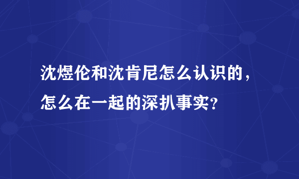 沈煜伦和沈肯尼怎么认识的，怎么在一起的深扒事实？