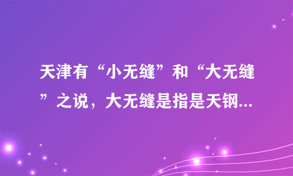 天津有“小无缝”和“大无缝”之说，大无缝是指是天钢集团，那小无缝是指哪一公司呢？
