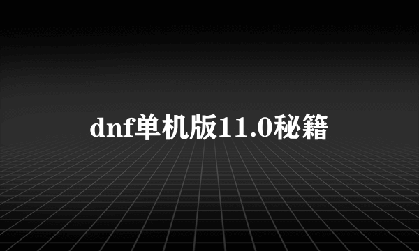 dnf单机版11.0秘籍
