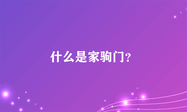什么是家驹门？