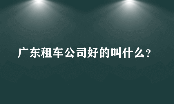 广东租车公司好的叫什么？