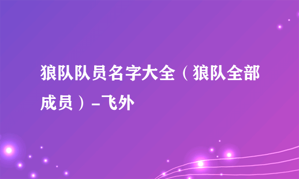 狼队队员名字大全（狼队全部成员）-飞外