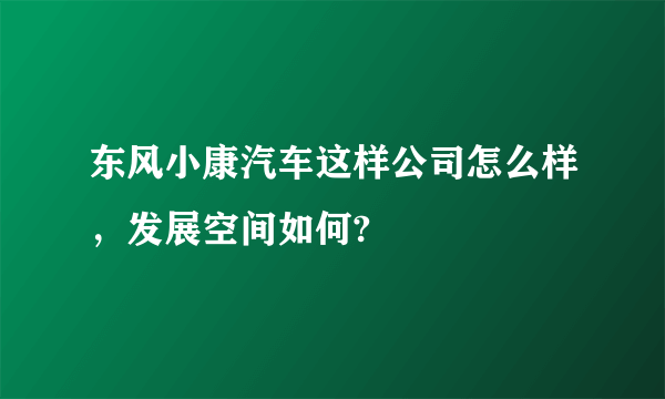 东风小康汽车这样公司怎么样，发展空间如何?