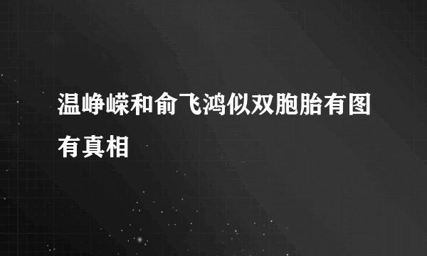 温峥嵘和俞飞鸿似双胞胎有图有真相