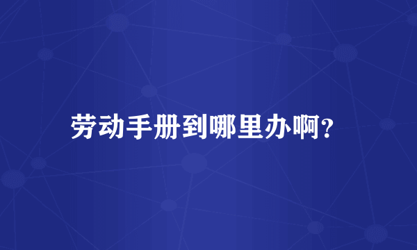 劳动手册到哪里办啊？