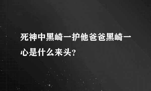 死神中黑崎一护他爸爸黑崎一心是什么来头？