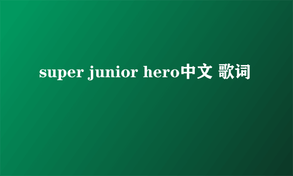 super junior hero中文 歌词