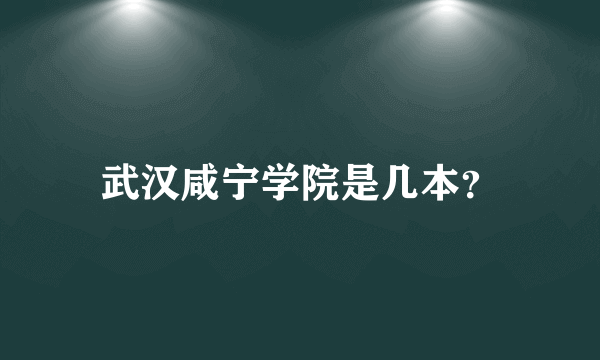 武汉咸宁学院是几本？