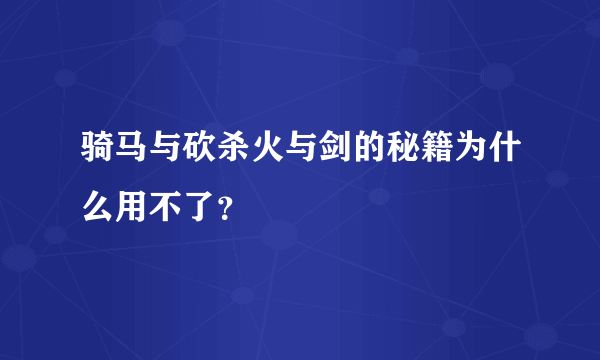 骑马与砍杀火与剑的秘籍为什么用不了？