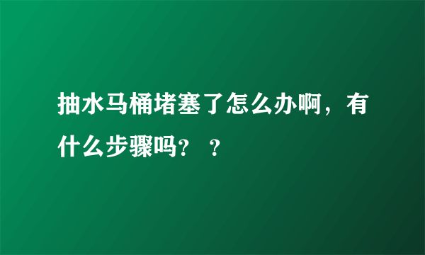 抽水马桶堵塞了怎么办啊，有什么步骤吗？ ？