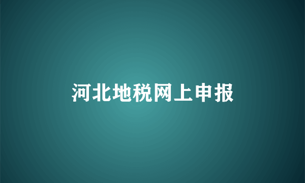 河北地税网上申报