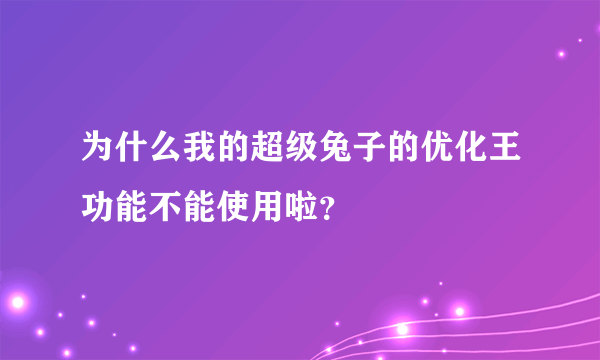 为什么我的超级兔子的优化王功能不能使用啦？
