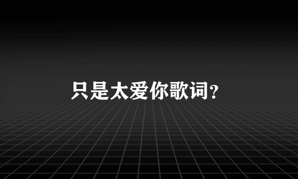 只是太爱你歌词？