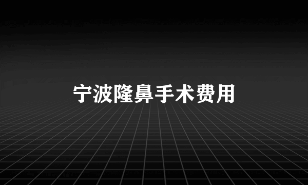 宁波隆鼻手术费用