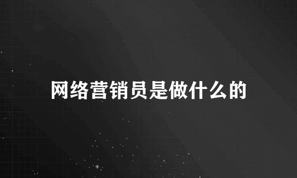 网络营销员是做什么的