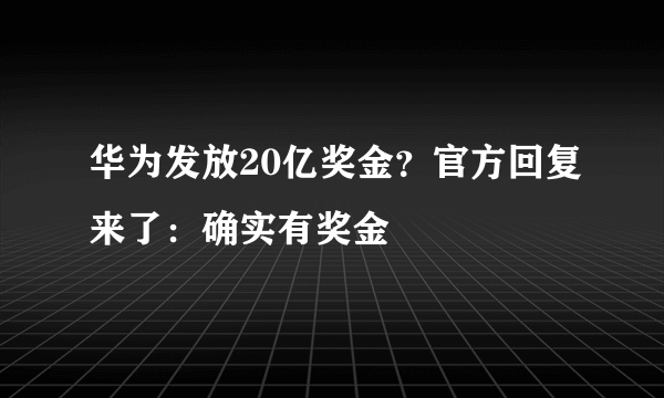 华为发放20亿奖金？官方回复来了：确实有奖金