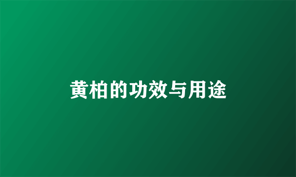 黄柏的功效与用途