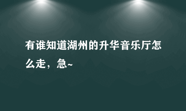 有谁知道湖州的升华音乐厅怎么走，急~