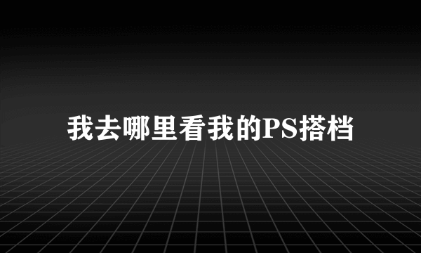 我去哪里看我的PS搭档