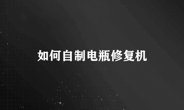 如何自制电瓶修复机