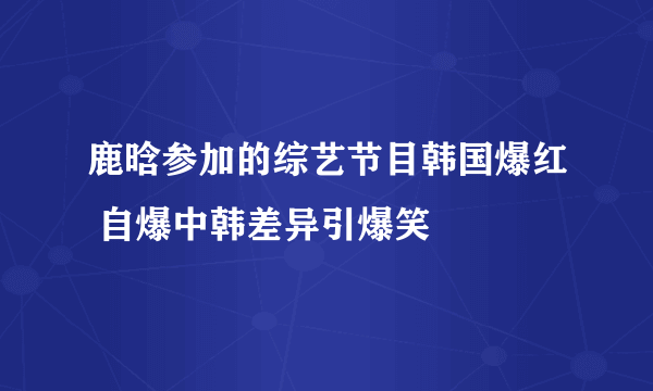 鹿晗参加的综艺节目韩国爆红 自爆中韩差异引爆笑