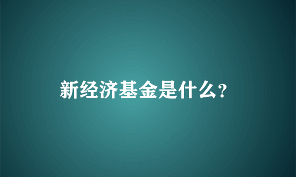 新经济基金是什么？