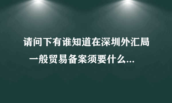 请问下有谁知道在深圳外汇局  一般贸易备案须要什么手续吗?