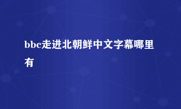 bbc走进北朝鲜中文字幕哪里有