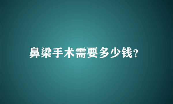 鼻梁手术需要多少钱？