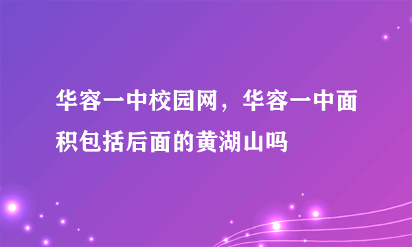 华容一中校园网，华容一中面积包括后面的黄湖山吗