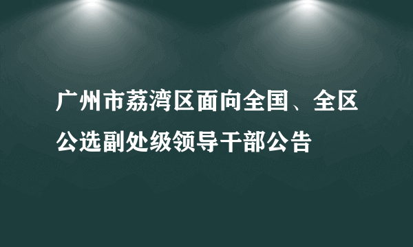 广州市荔湾区面向全国、全区公选副处级领导干部公告