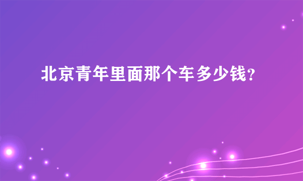 北京青年里面那个车多少钱？