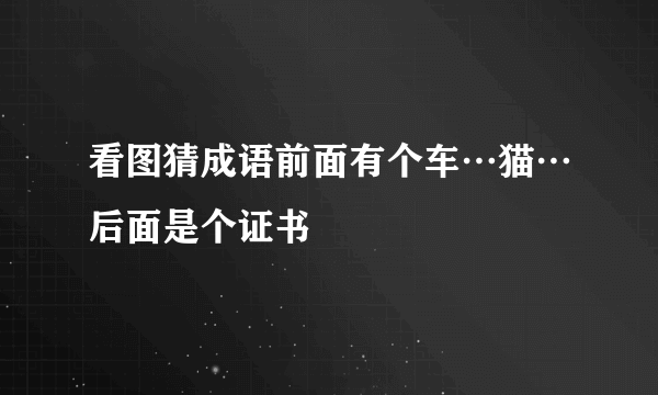 看图猜成语前面有个车…猫…后面是个证书