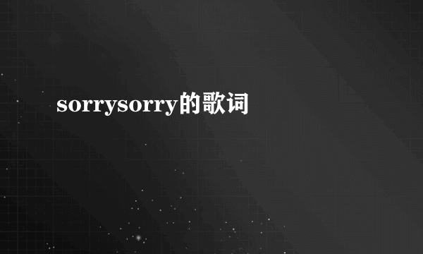 sorrysorry的歌词