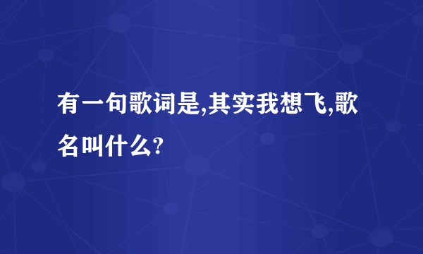 有一句歌词是,其实我想飞,歌名叫什么?