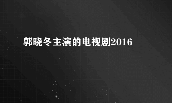 郭晓冬主演的电视剧2016
