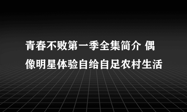 青春不败第一季全集简介 偶像明星体验自给自足农村生活