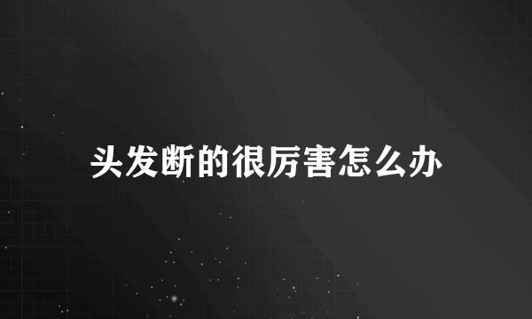 头发断的很厉害怎么办