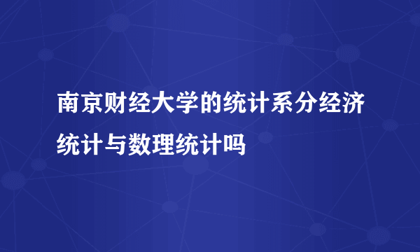 南京财经大学的统计系分经济统计与数理统计吗
